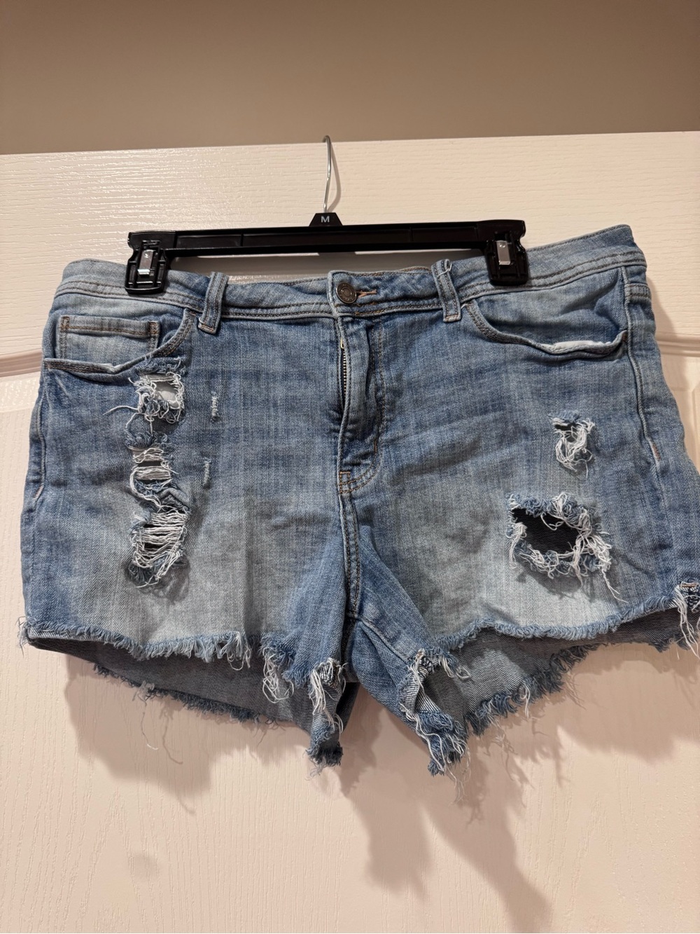 Women’s Light Blue Distressed Denim Jean Shorts - Casual Cutoffs